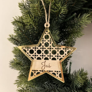 Drewniana bombka 3D - GWIAZDA Z IMIENIEM