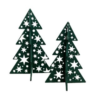 Zestaw choinek z filcu w kolor zielony
