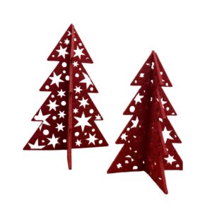 Zestaw choinek z filcu w kolor czerwony